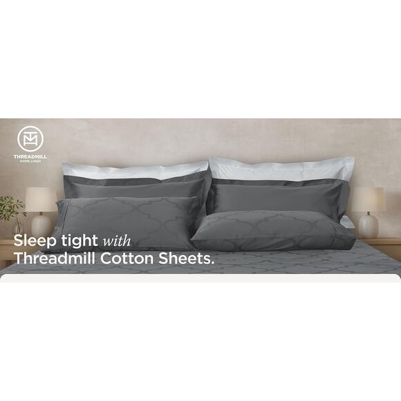 Threadmill 100% Cotton Twin Sheet Set 300TC Sateen Weave 3 Piece Soft - Picture 10 of 12